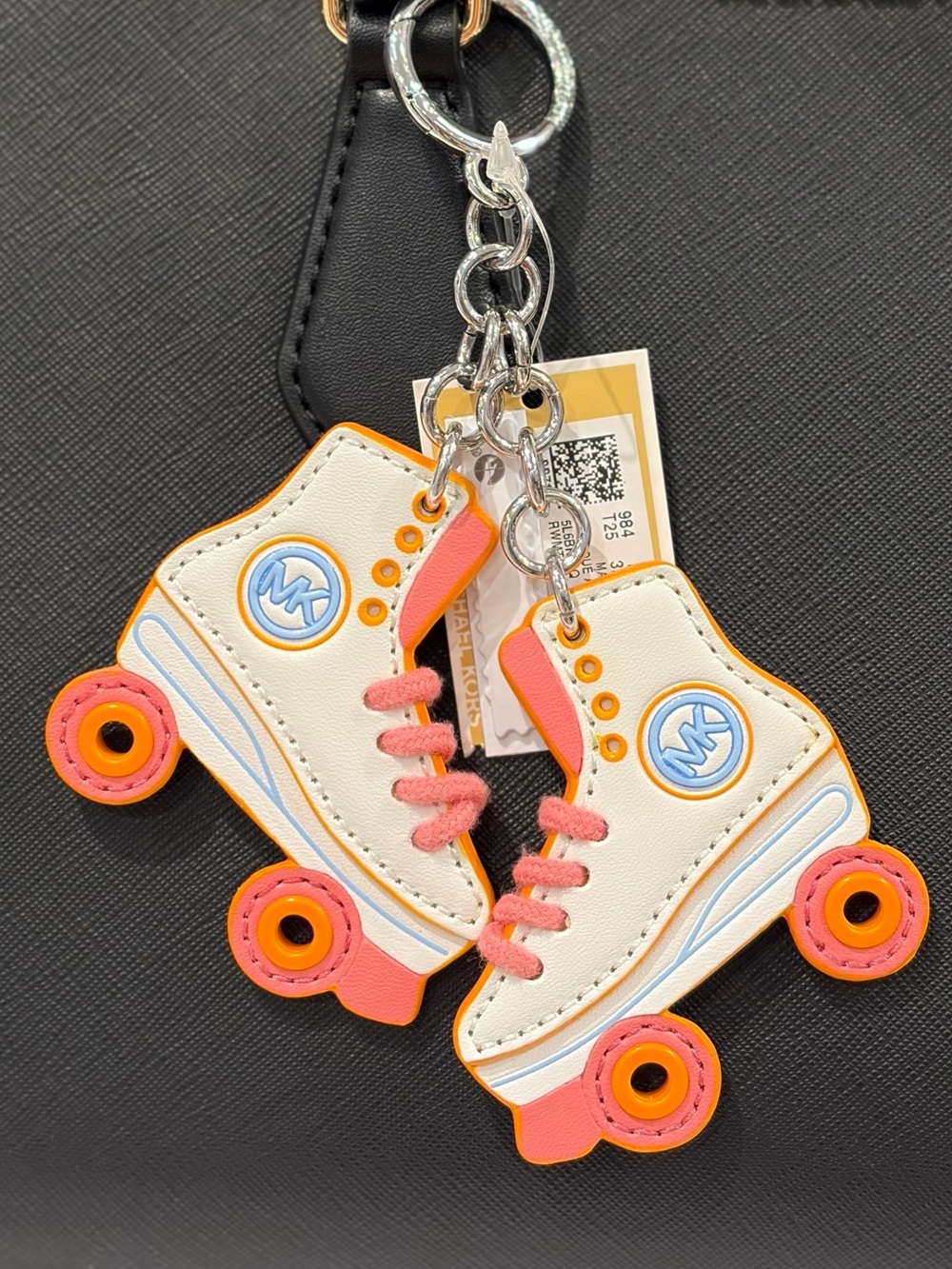 Michael Kors Roller Skate Keychain Charm  Bag White & Pink